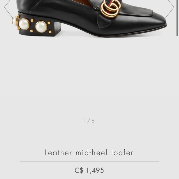 Like new Gucci Pearl leather mid-heel loafer/ Slipper - Picture 4 of 6